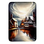 Village Reflections Snow Sky Dramatic Town House Cottages Pond Lake City Rectangular Glass Fridge Magnet (4 pack)