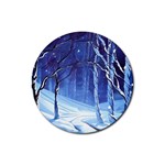Landscape Outdoors Greeting Card Snow Forest Woods Nature Path Trail Santa s Village Rubber Round Coaster (4 pack)