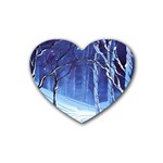 Landscape Outdoors Greeting Card Snow Forest Woods Nature Path Trail Santa s Village Rubber Heart Coaster (4 pack)