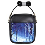 Landscape Outdoors Greeting Card Snow Forest Woods Nature Path Trail Santa s Village Girls Sling Bag