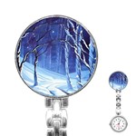 Landscape Outdoors Greeting Card Snow Forest Woods Nature Path Trail Santa s Village Stainless Steel Nurses Watch