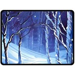 Landscape Outdoors Greeting Card Snow Forest Woods Nature Path Trail Santa s Village Two Sides Fleece Blanket (Large)