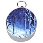 Landscape Outdoors Greeting Card Snow Forest Woods Nature Path Trail Santa s Village Silver Compasses