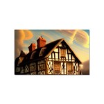 Village House Cottage Medieval Timber Tudor Split timber Frame Architecture Town Twilight Chimney Sticker Rectangular (100 pack)