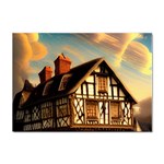 Village House Cottage Medieval Timber Tudor Split timber Frame Architecture Town Twilight Chimney Sticker A4 (100 pack)