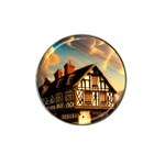 Village House Cottage Medieval Timber Tudor Split timber Frame Architecture Town Twilight Chimney Hat Clip Ball Marker