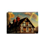 Village House Cottage Medieval Timber Tudor Split timber Frame Architecture Town Twilight Chimney Cosmetic Bag (Medium)