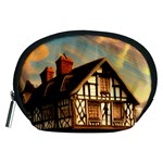 Village House Cottage Medieval Timber Tudor Split timber Frame Architecture Town Twilight Chimney Accessory Pouch (Medium)
