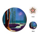Artwork Outdoors Night Trees Setting Scene Forest Woods Light Moonlight Nature Playing Cards Single Design (Round)