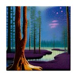 Artwork Outdoors Night Trees Setting Scene Forest Woods Light Moonlight Nature Face Towel