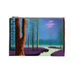 Artwork Outdoors Night Trees Setting Scene Forest Woods Light Moonlight Nature Cosmetic Bag (Large)