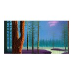 Artwork Outdoors Night Trees Setting Scene Forest Woods Light Moonlight Nature Satin Wrap 35  x 70 