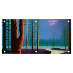 Artwork Outdoors Night Trees Setting Scene Forest Woods Light Moonlight Nature Banner and Sign 6  x 3 