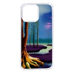 Artwork Outdoors Night Trees Setting Scene Forest Woods Light Moonlight Nature iPhone 14 Pro Max TPU UV Print Case