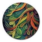 Outdoors Night Setting Scene Forest Woods Light Moonlight Nature Wilderness Leaves Branches Abstract Round Mousepad