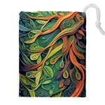 Outdoors Night Setting Scene Forest Woods Light Moonlight Nature Wilderness Leaves Branches Abstract Drawstring Pouch (4XL)