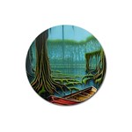 Boat Canoe Swamp Bayou Roots Moss Log Nature Scene Landscape Water Lake Setting Abandoned Rowboat Fi Magnet 3  (Round)