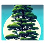 Pine Moon Tree Landscape Nature Scene Stars Setting Night Midnight Full Moon Premium Plush Fleece Blanket (Small)