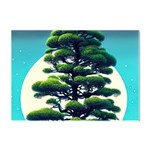 Pine Moon Tree Landscape Nature Scene Stars Setting Night Midnight Full Moon Crystal Sticker (A4)