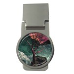 Night Sky Nature Tree Night Landscape Forest Galaxy Fantasy Dark Sky Planet Money Clips (Round) 