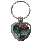 Night Sky Nature Tree Night Landscape Forest Galaxy Fantasy Dark Sky Planet Key Chain (Heart)