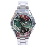 Night Sky Nature Tree Night Landscape Forest Galaxy Fantasy Dark Sky Planet Stainless Steel Analogue Watch