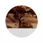 Night Sky Nature Tree Night Landscape Forest Galaxy Fantasy Dark Sky Planet Marble Wood Coaster (Round)