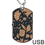 Background Pattern Leaves Texture Dog Tag USB Flash (Two Sides)