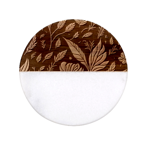 Background Pattern Leaves Texture Classic Marble Wood Coaster (Round)  from UrbanLoad.com Front