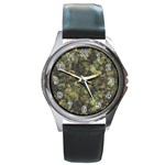 Green Camouflage Military Army Pattern Round Metal Watch