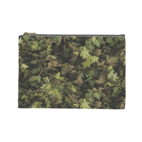 Green Camouflage Military Army Pattern Cosmetic Bag (Large) from UrbanLoad.com Front