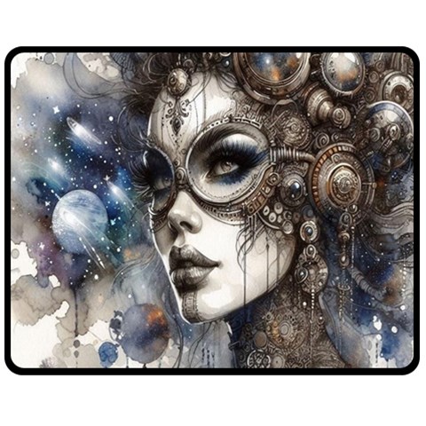 Woman in Space Two Sides Fleece Blanket (Medium) from UrbanLoad.com 58.8 x47.4  Blanket Back