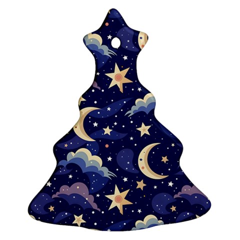 Night Moon Seamless Christmas Tree Ornament (Two Sides) from UrbanLoad.com Front