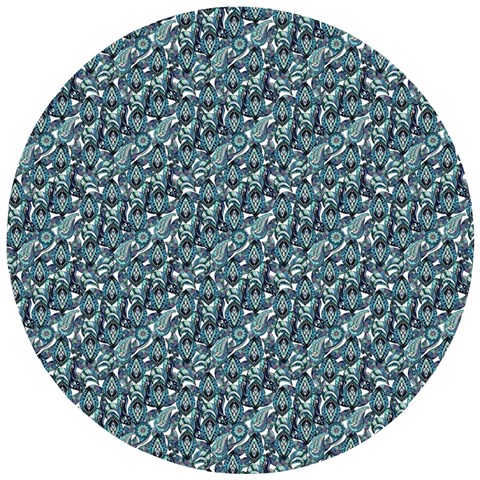 Blue Paisley Wooden Puzzle Round from UrbanLoad.com Front