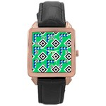 Beauitiful Geometry Rose Gold Leather Watch 