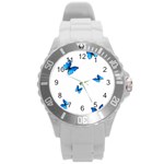 Butterfly-blue-phengaris Round Plastic Sport Watch (L)