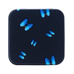 Butterfly-blue-phengaris Square Metal Box (Black)