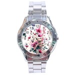 Flora Floral Flower Petal Stainless Steel Analogue Watch