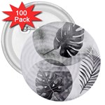 Vintage Retro Boho Background Leaves Botanical 3  Buttons (100 pack) 