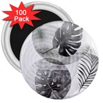 Vintage Retro Boho Background Leaves Botanical 3  Magnets (100 pack)