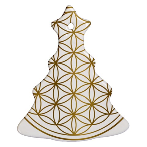 Gold Flower Of Life Sacred Geometry Christmas Tree Ornament (Two Sides) from UrbanLoad.com Front