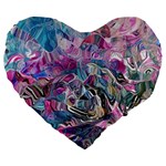 Pink Swirls Flow Large 19  Premium Flano Heart Shape Cushions