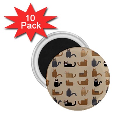 Cat Pattern Texture Animal 1.75  Magnets (10 pack)  from UrbanLoad.com Front