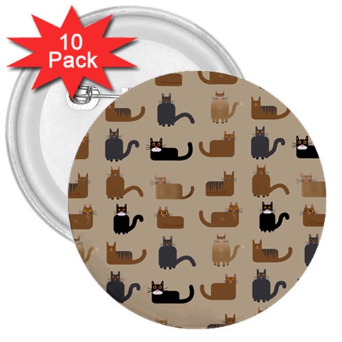 Cat Pattern Texture Animal 3  Buttons (10 pack)  from UrbanLoad.com Front