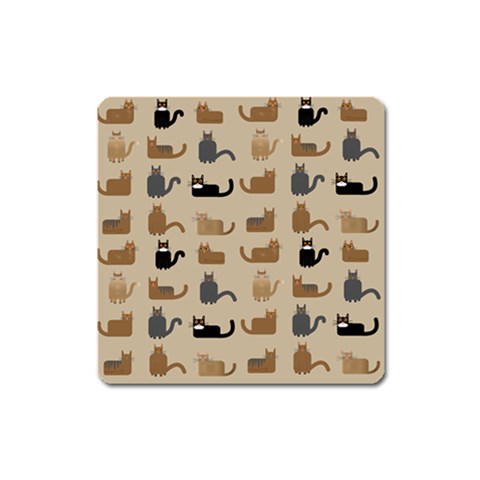 Cat Pattern Texture Animal Square Magnet from UrbanLoad.com Front