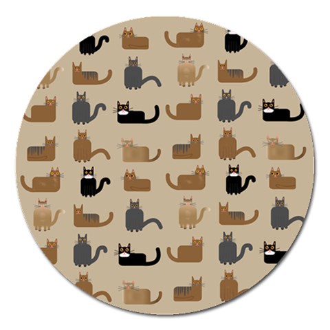 Cat Pattern Texture Animal Magnet 5  (Round) from UrbanLoad.com Front