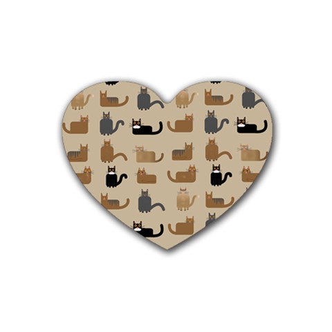 Cat Pattern Texture Animal Rubber Coaster (Heart) from UrbanLoad.com Front