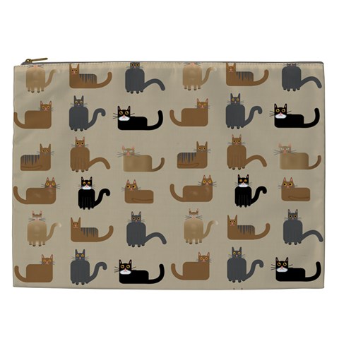 Cat Pattern Texture Animal Cosmetic Bag (XXL) from UrbanLoad.com Front