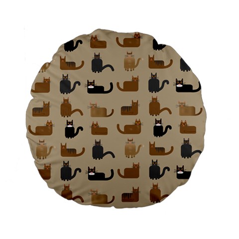 Cat Pattern Texture Animal Standard 15  Premium Flano Round Cushions from UrbanLoad.com Front