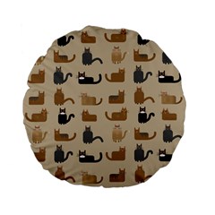 Cat Pattern Texture Animal Standard 15  Premium Flano Round Cushions from UrbanLoad.com Back